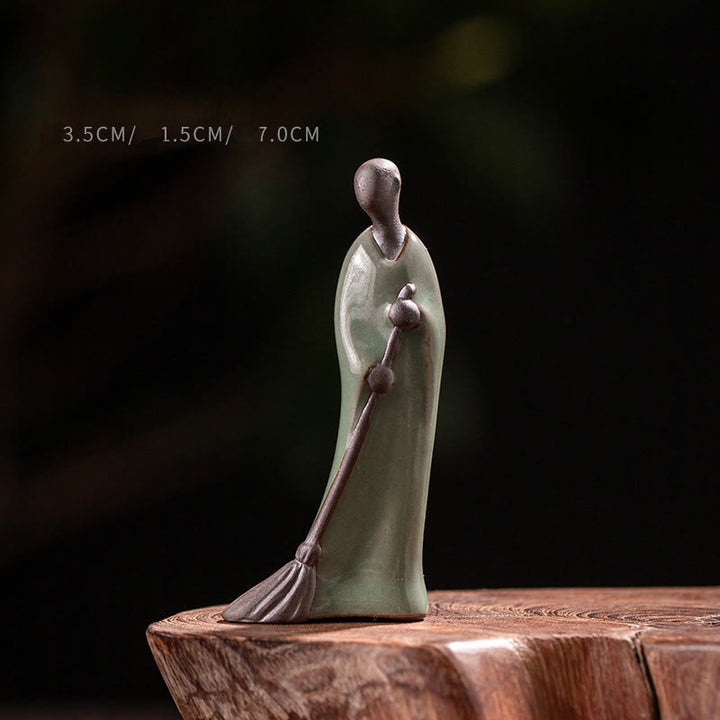 Buddha Stones Piccolo Buddha senza forma Monaco che spazza Statua in ceramica Decorazione per la casa 3,5*1,5*7 cm - Buddha 3,5*1,5*7 cm - image 0