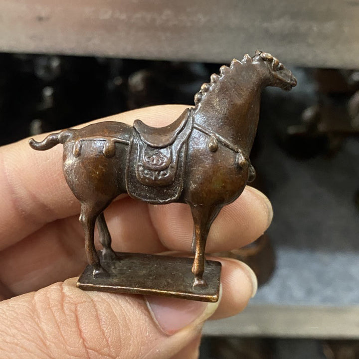 Buddha Stones antiche in lega marrone dell'anno del cavallo, decorazione per la casa, 5,8*4,7 cm - image 2