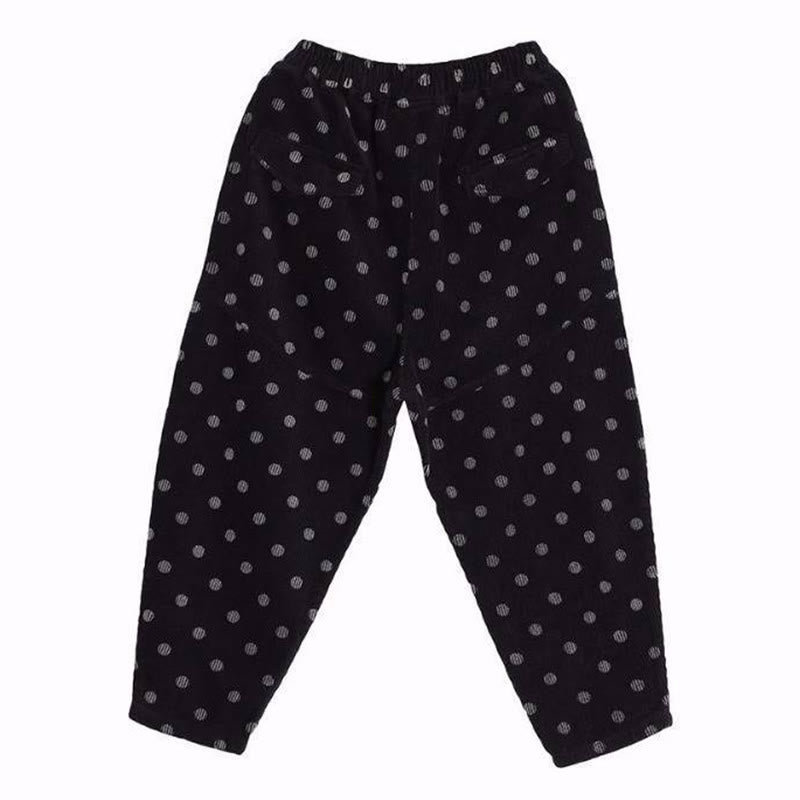 Pantaloni harem in velluto a coste con stampa a pois e tasche da donna Buddha Stones - image 19