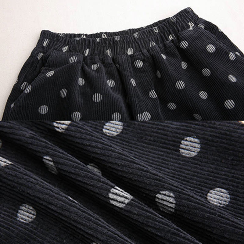 Pantaloni harem in velluto a coste con stampa a pois e tasche da donna Buddha Stones - image 16