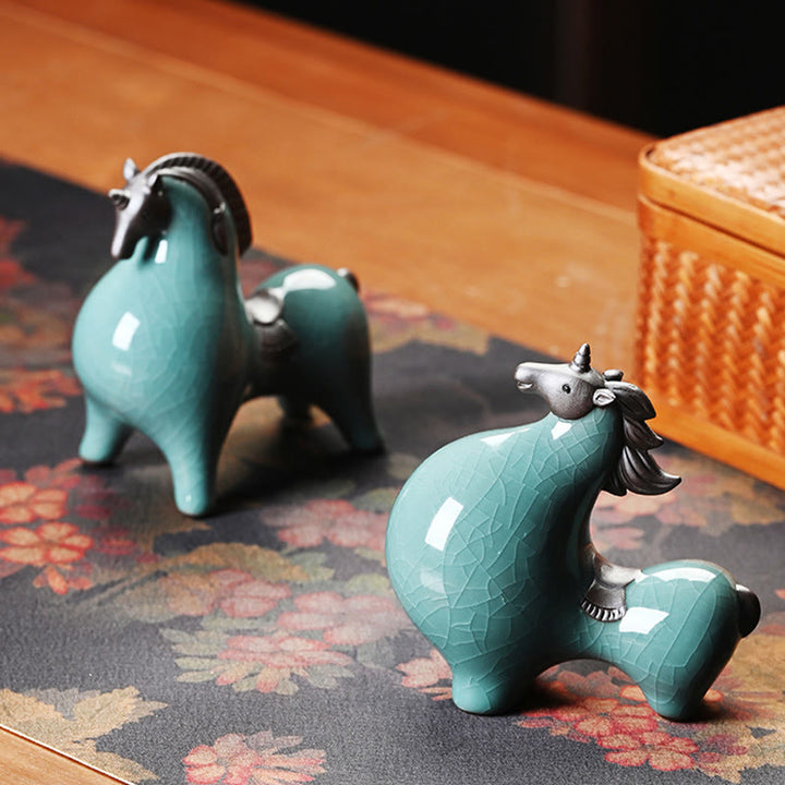 Buddha Stones Anno del Cavallo Ceramica Libertà Decorazione da tavolo per la casa - image 16