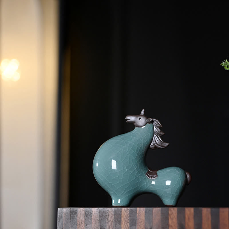 Buddha Stones Anno del Cavallo Ceramica Libertà Decorazione da tavolo per la casa - image 14