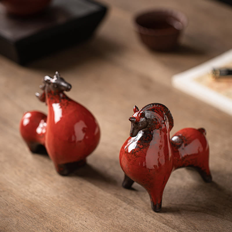 Buddha Stones Anno del Cavallo Ceramica Libertà Decorazione da tavolo per la casa - image 23