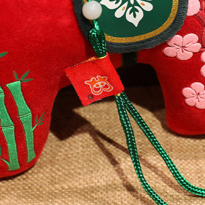 Buddha Stones Anno del Cavallo Bambù Drago Loto Fenice Peluche Bambola Decorazione per la casa - image 4
