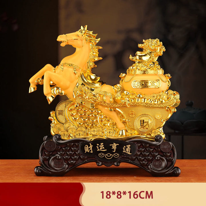 Buddha Stones "Buona Fortuna" Anno del Cavallo Ciotola del Tesoro Lingotti Ricchezza Resina Decorazione per la Casa - Ciotola del tesoro del cavallo 18*8*16cm - image 1