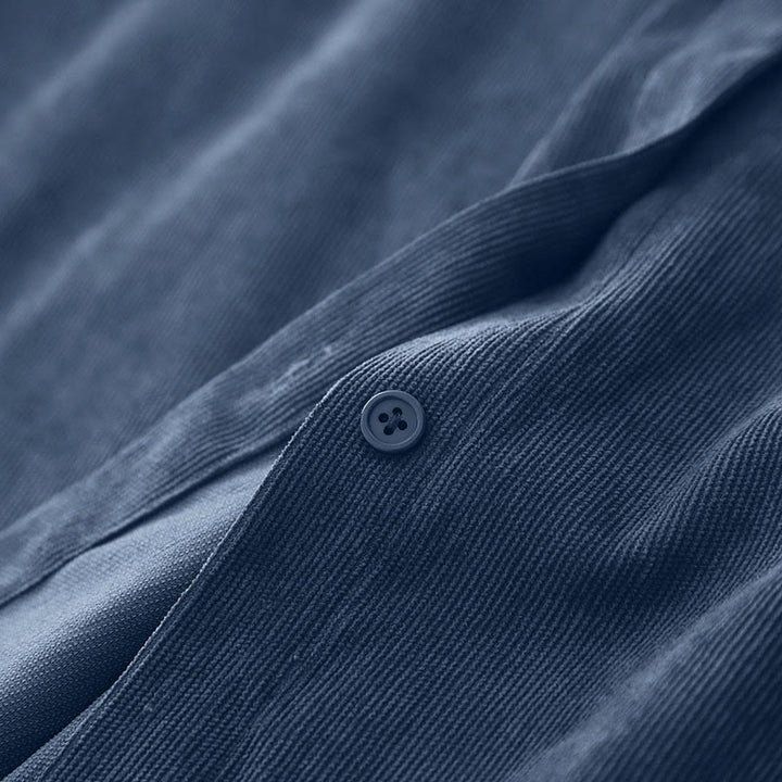 Abito midi in velluto a coste con maniche lunghe e tasche, motivo a bottoni semplici, motivo Buddha Stones Fall - image 7