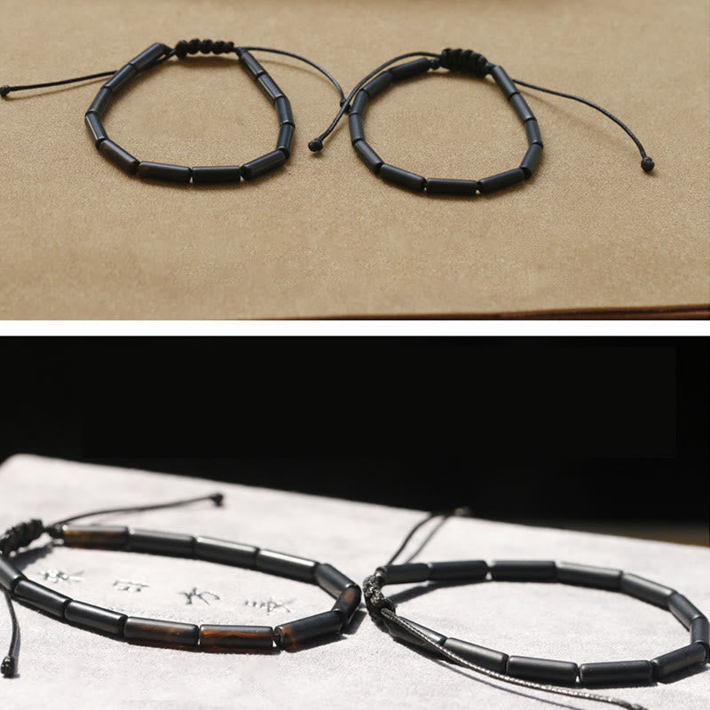 Braccialetto di protezione e supporto con perline di onice nero Buddha Stones
