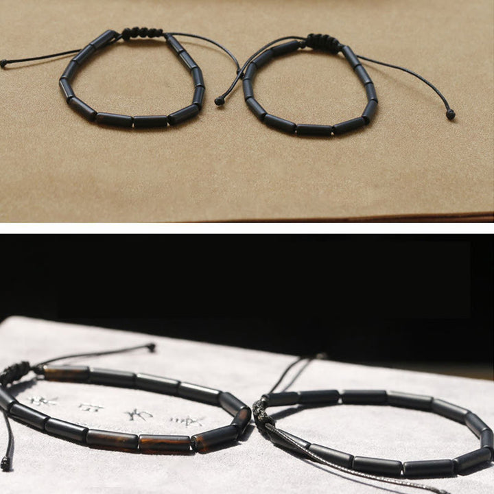 Braccialetto di protezione e supporto con perline di onice nero Buddha Stones