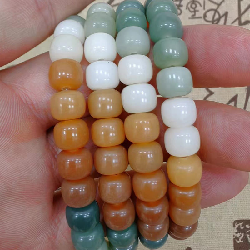 Buddha Stones 108 Mala Beads Gradient Bodhi Seed Green Tara Buddha Braccialetto inciso Peace Harmony