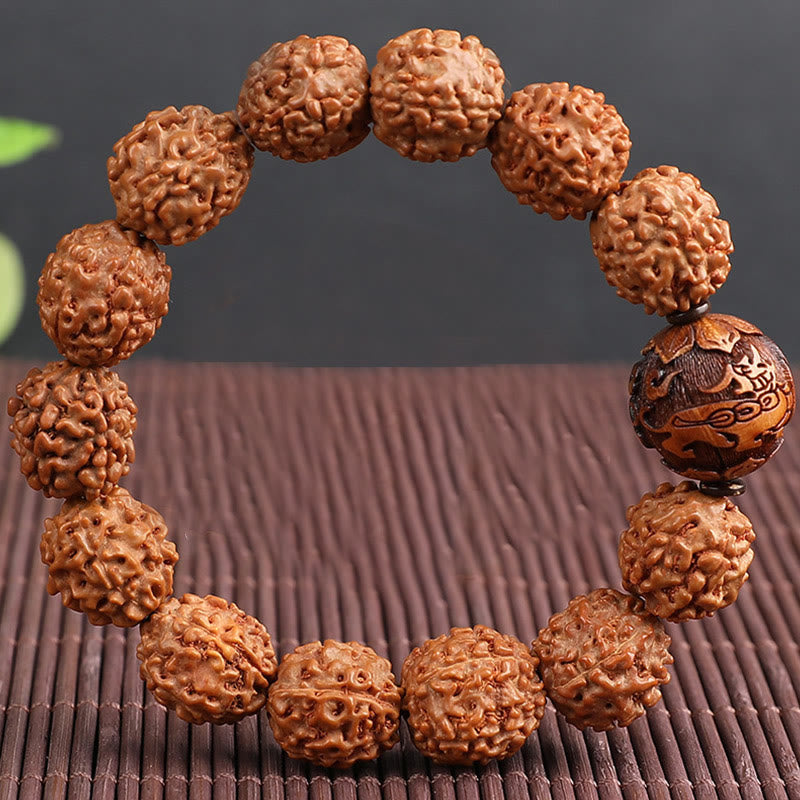 Buddha Stones Tibet Rudraksha Bodhi Seed PiXiu Moneta di rame Braccialetto della fortuna