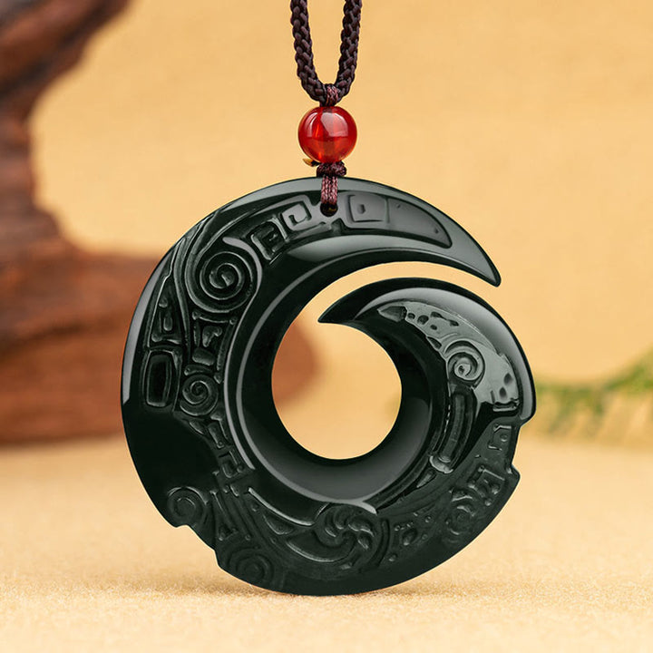 Buddha Stones La fortuna di una persona migliora il design del modello Collana con ciondolo di giada ciano naturale Hetian