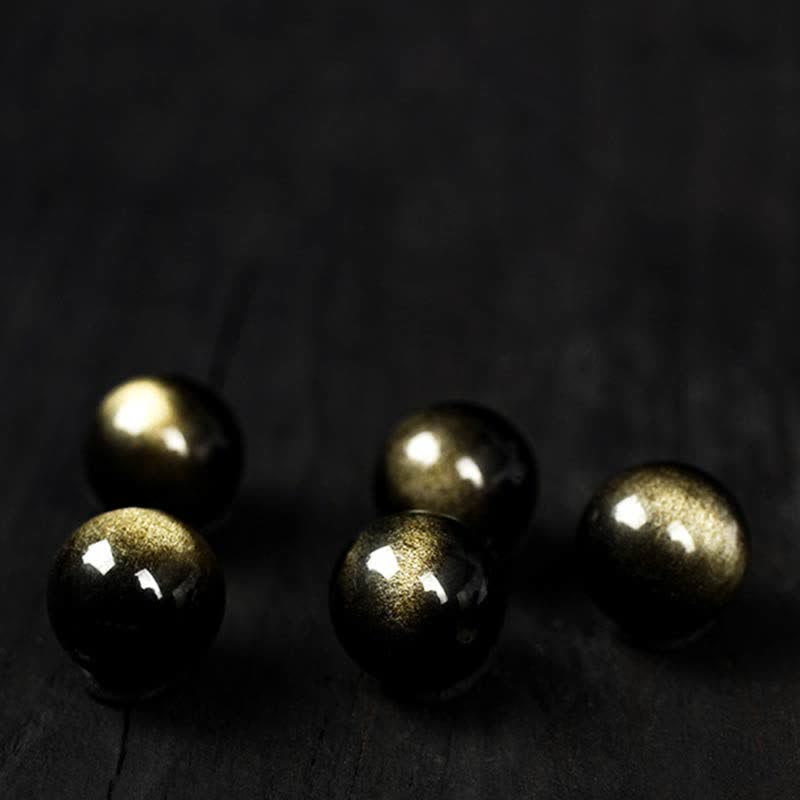 Buddha Stones per sperimentare un'inversione della fortuna Braccialetto di protezione in ossidiana arcobaleno e oro lucido