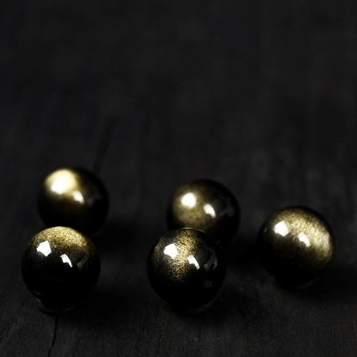 Buddha Stones per sperimentare un'inversione della fortuna Braccialetto di protezione in ossidiana arcobaleno e oro lucido