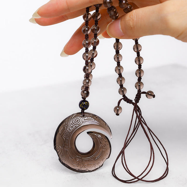 Buddha Stones Ossidiana nera naturale Ossidiana di ghiaccio Collana con ciondolo di forza