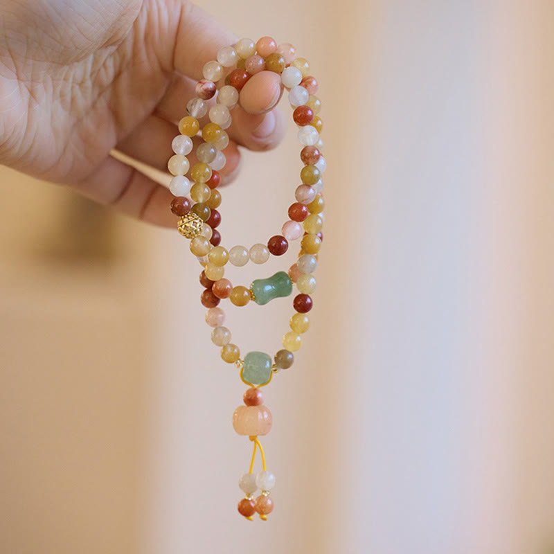 Braccialetto triplo giro Buddha Stones Natural Golden Silk Jade Pumpkin Charm Wealth Luck