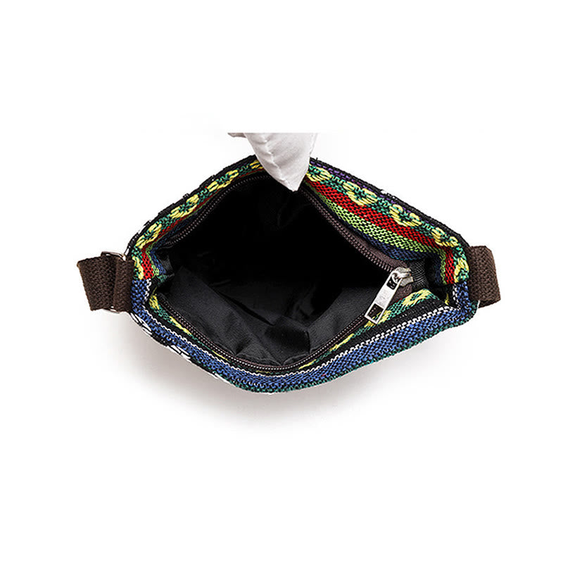 Borsa a tracolla in tela ricamata con elefante e farfalla, motivo Buddha Stones