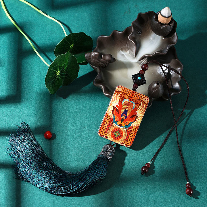 Buddha Stones PiXiu Legno di ebano Fortuna Ricchezza Nappa Decorazione da appendere all'auto