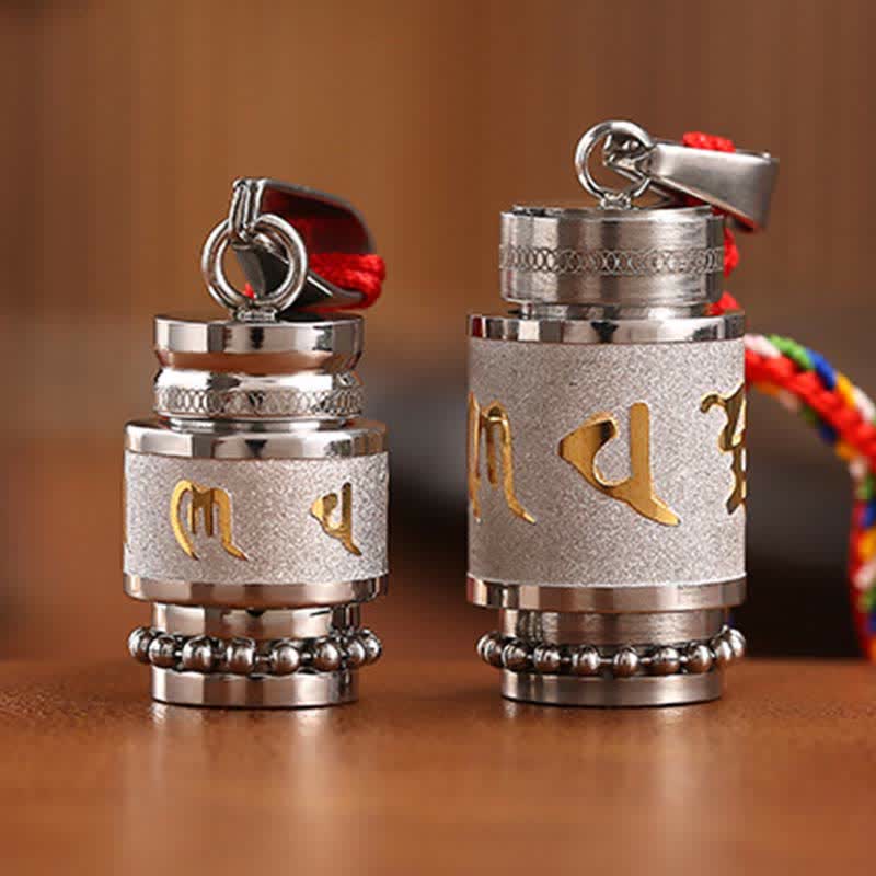 Buddha Stones Tibet Om Mani Padme Hum Shurangama Mantra Titanio Acciaio Saggezza Amuleto Collana Pendente - image 25