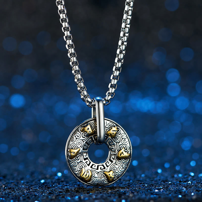 Buddha Stones Tibetano Om Mani Padme Hum Fibbia della Pace Creatività Collana Pendente - image 4