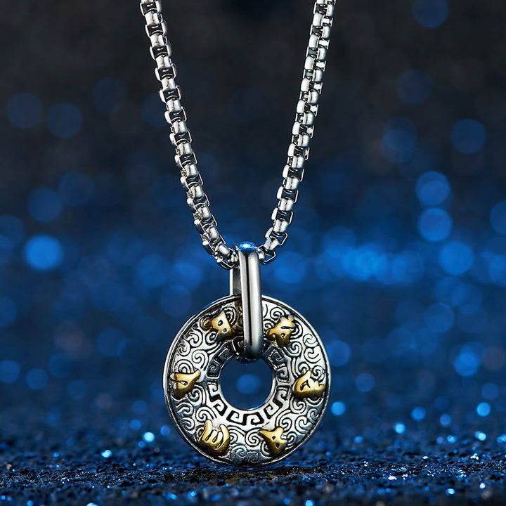 Buddha Stones Tibetano Om Mani Padme Hum Fibbia della Pace Creatività Collana Pendente - image 4