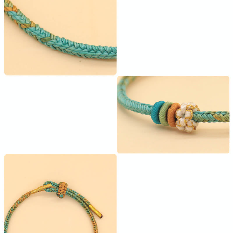 Braccialetto intrecciato con corda Buddha Stones a forma di nodo della pace a otto fili fatto a mano con nodo di fiori di pesco - image 14