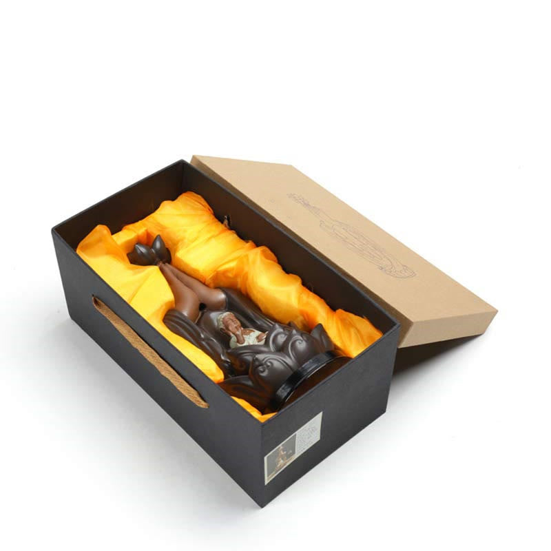 Buddha Avalokitesvara Chenrezig Ksitigarbha Ceramica Loto Benedizione Bruciatore di Incenso a Flusso Inverso