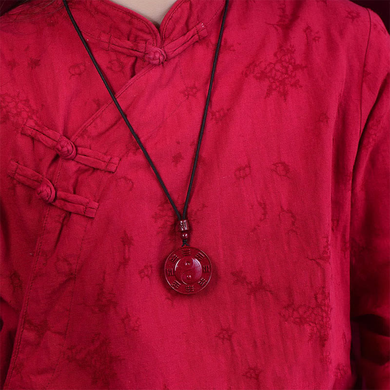 Collana con ciondolo di benedizione Buddha Stones Cinnabar Yin Yang Bagua - image 5