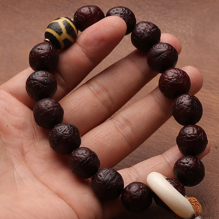 Buddha Stones Tibetano Bodhi Seme Agata Perlina Fortuna Ricchezza Nappa Ciondolo Polso Mala