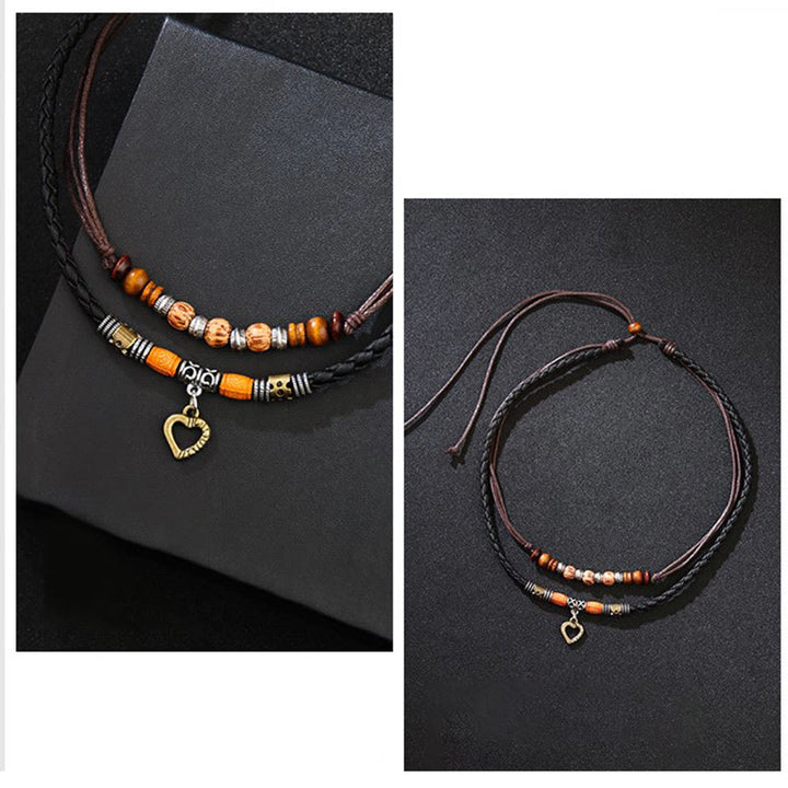 Collana con ciondolo e braccialetto con motivo a cuore Buddha Stones curative