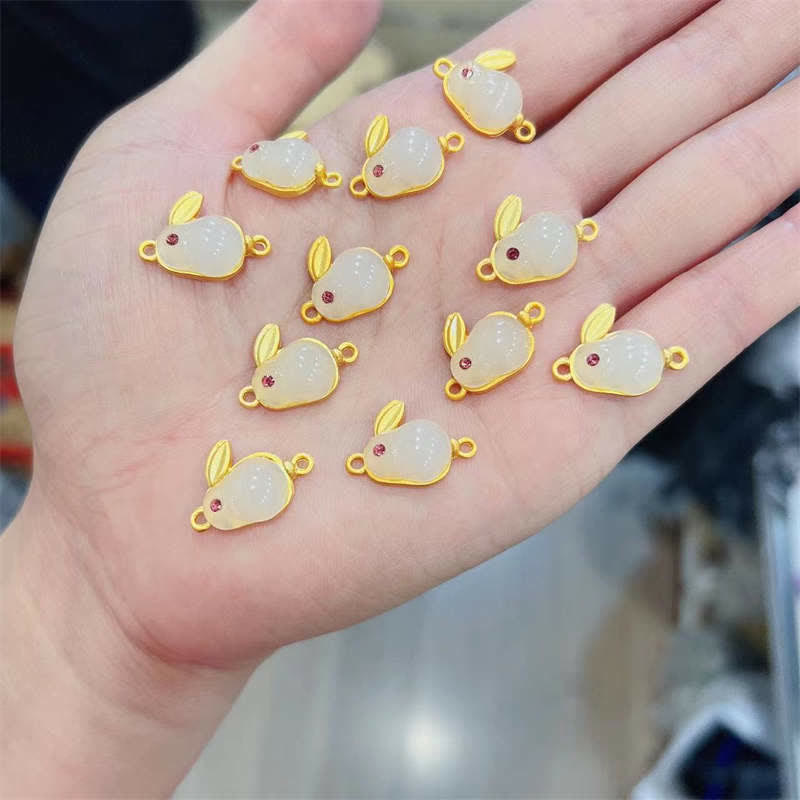 Braccialetto di corda di fiducia in agata rossa e giada dell'anno del coniglio