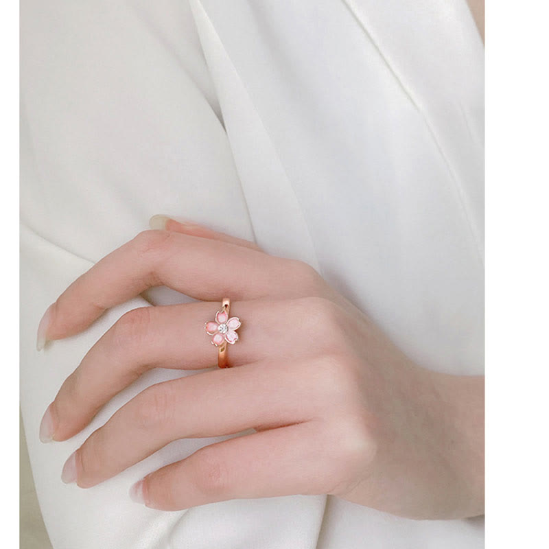 Bracciale a catena con benedizione in fiore di ciliegio in argento sterling 925 Buddha Stones, anello girevole - image 19