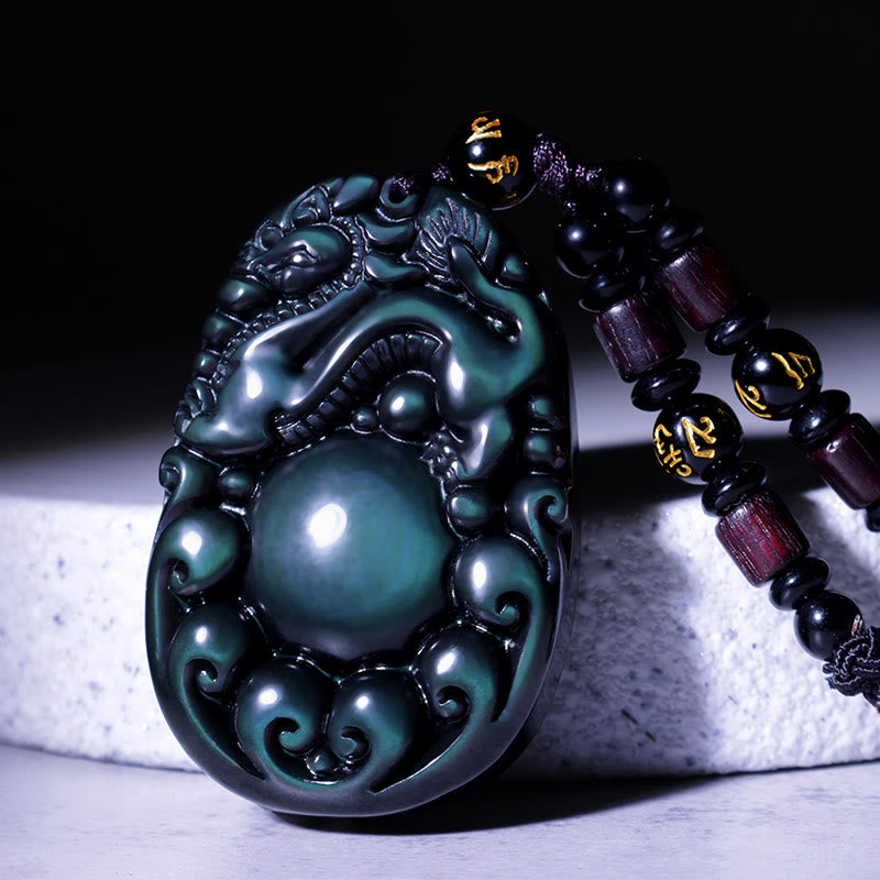 Collana Buddha Stones Tibetano Arcobaleno Positivo Ossidiana PiXiu - L - image 0