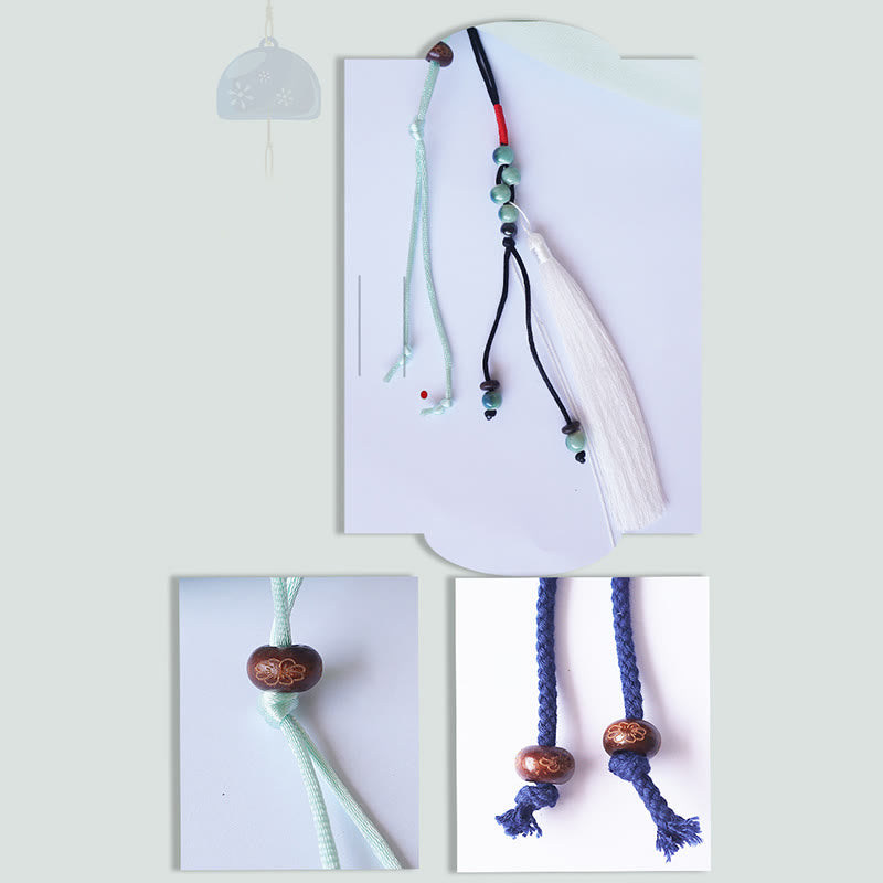 Borsa a tracolla in tela con fiori ricamati a mano con Buddha Stones