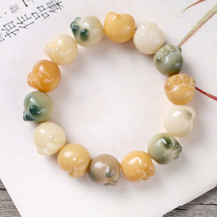 Braccialetto di armonia calma e carina con zampa di gatto, semi di Bodhi multistrato Buddha Stones - image 2