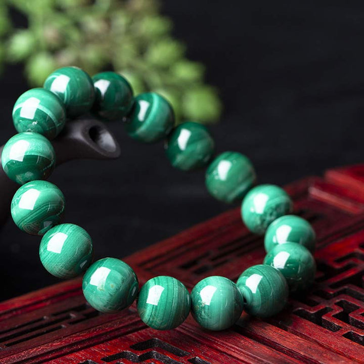 Braccialetto di protezione e calma in malachite naturale Buddha Stones