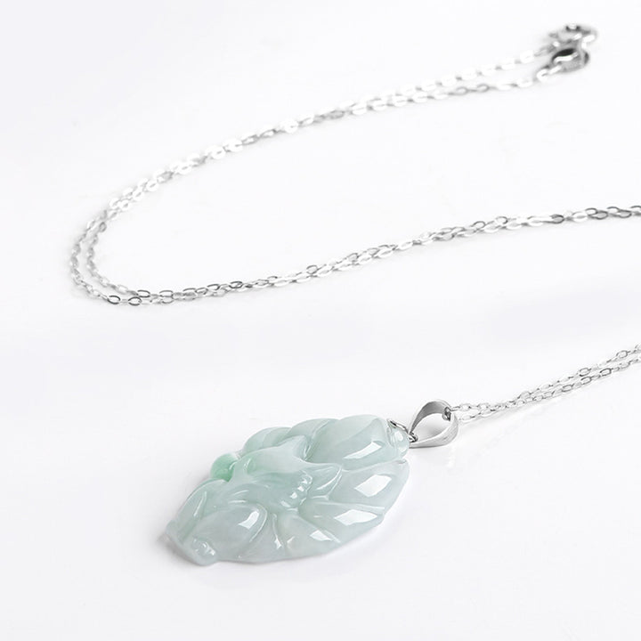 Collana con ciondolo a forma di volpe a nove code in argento sterling 925 con pietre Buddha Stones e giada naturale