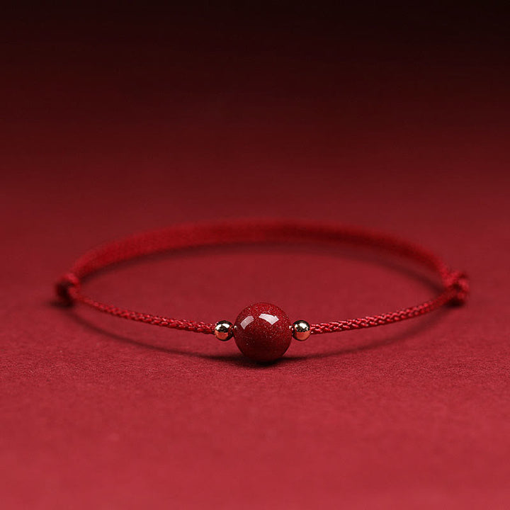 Braccialetto alla caviglia con cordino di benedizione in perline di cinabro fortunato naturale Buddha Stones