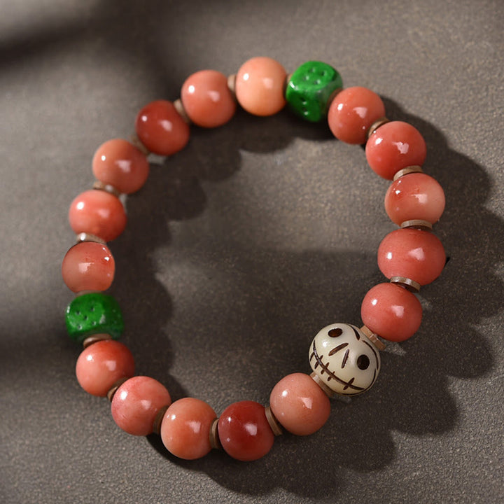 Buddha Stones Tibetano Naturale Cammello Osso Dzi Perlina Bodhi Seme Ciondolo Fortuna Bracciale