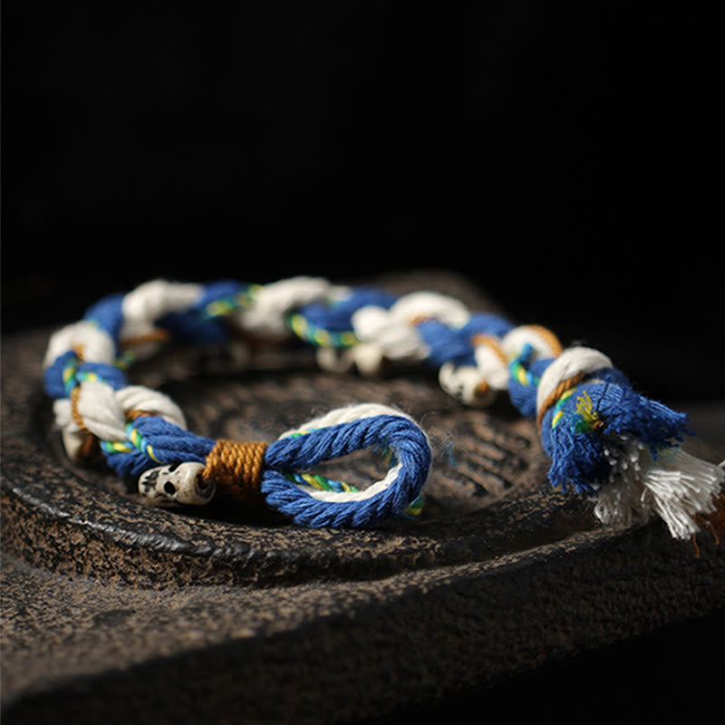 Buddha Stones Tibetano Zakiram Dea della Ricchezza Perlina Incisa Braccialetto Fatto a Mano della Fortuna