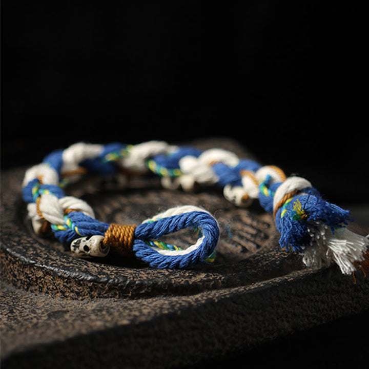 Buddha Stones Tibetano Zakiram Dea della Ricchezza Perlina Incisa Braccialetto Fatto a Mano della Fortuna