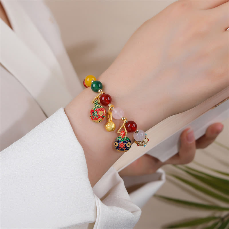 Buddha Stones Oro Deglutizione Bestia Famiglia Vari Agata Cristallo Bracciale Successo