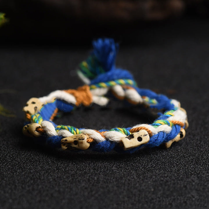 Buddha Stones Tibetano Zakiram Dea della Ricchezza Perlina Incisa Braccialetto Fatto a Mano della Fortuna