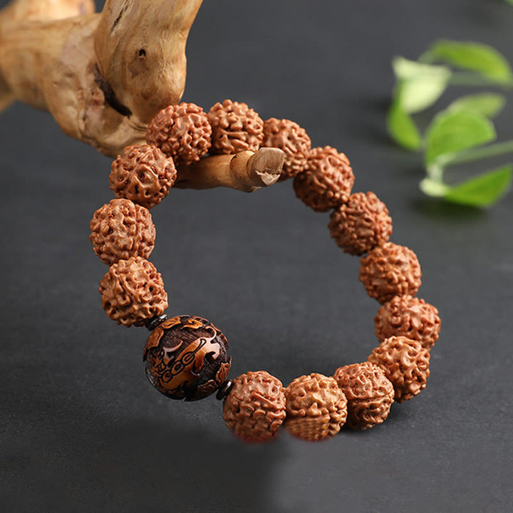 Buddha Stones Tibet Rudraksha Bodhi Seed PiXiu Moneta di rame Braccialetto della fortuna