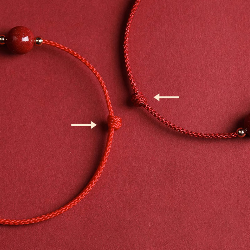 Braccialetto alla caviglia con cordino di benedizione in perline di cinabro fortunato naturale Buddha Stones