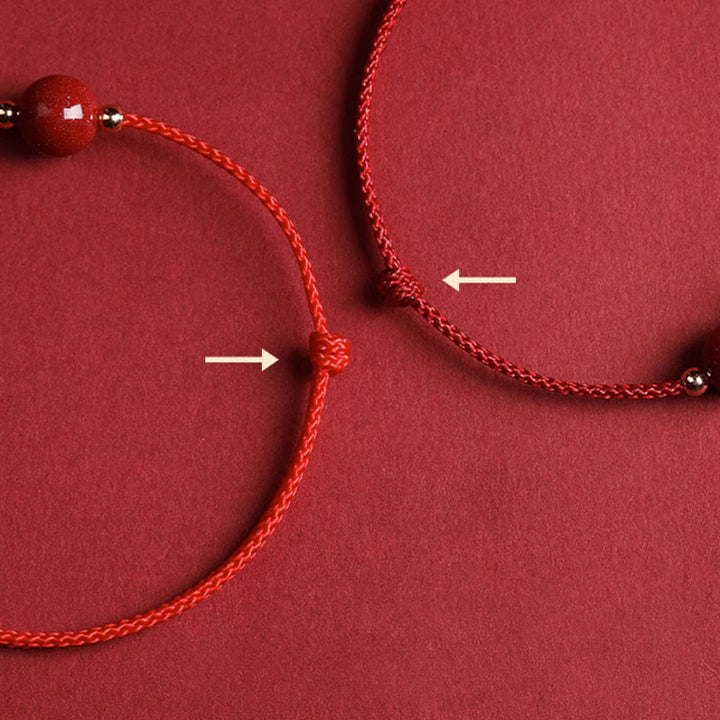 Braccialetto alla caviglia con cordino di benedizione in perline di cinabro fortunato naturale Buddha Stones