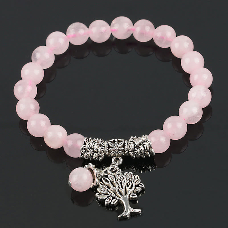 Braccialetto elastico portafortuna con albero della vita in pietra preziosa naturale Buddha Stones