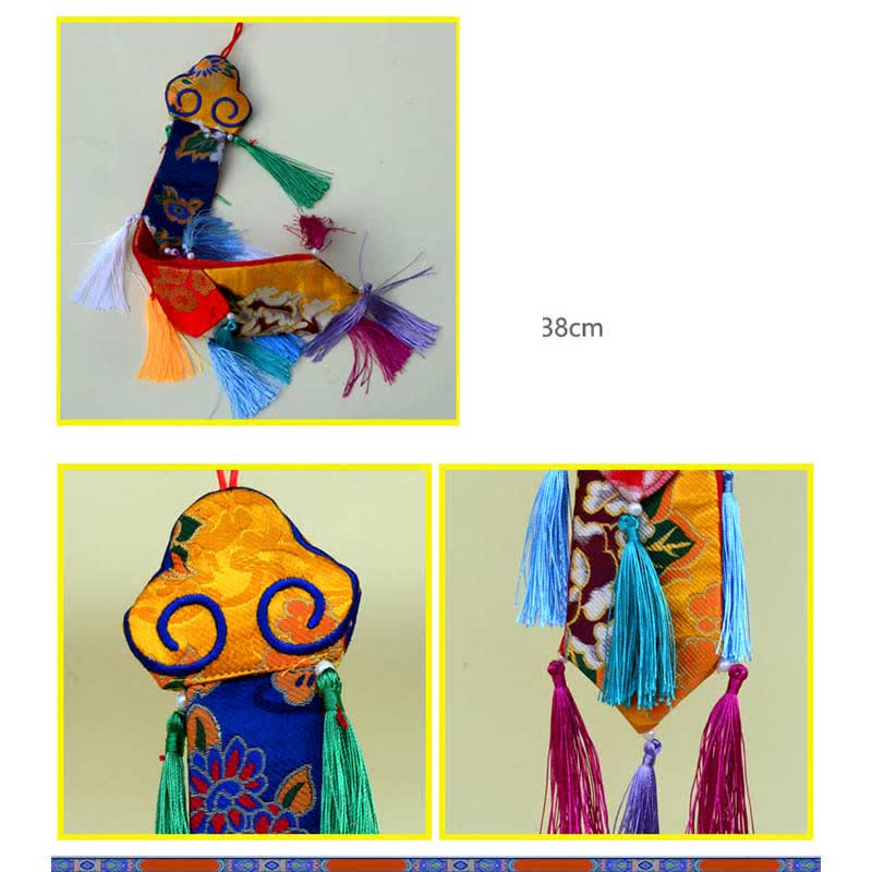 Fiore di loto Otto simboli di buon auspicio Meditazione Illuminazione Nappe colorate Arte murale