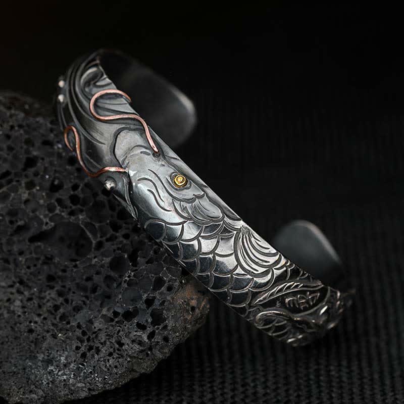 Buddha Stones 999 Sterling Silver 990 Oro Koi Fish Fortuna Ricchezza Successo Braccialetto