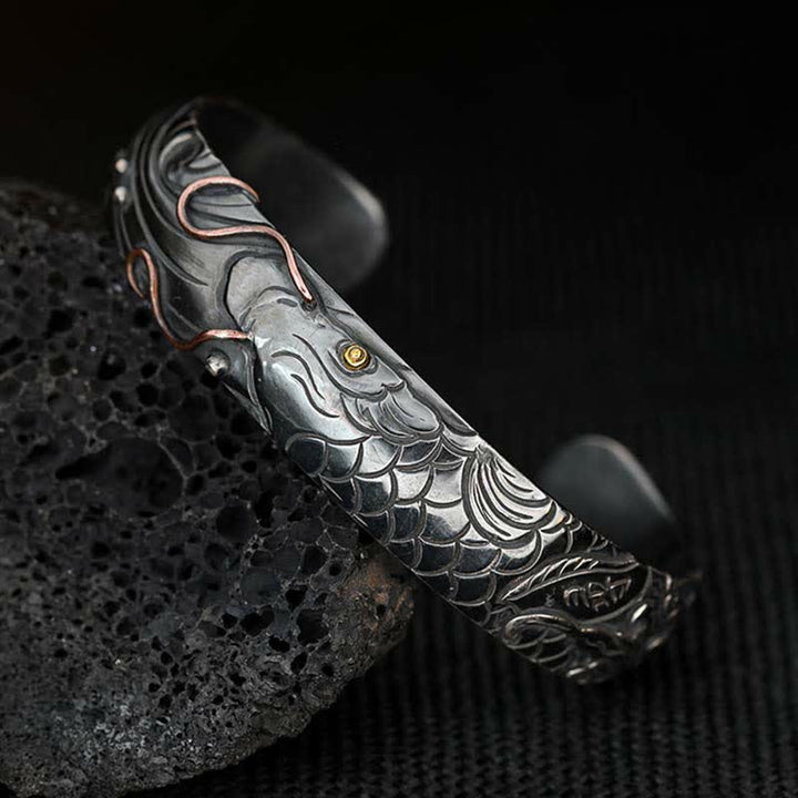 Buddha Stones 999 Sterling Silver 990 Oro Koi Fish Fortuna Ricchezza Successo Braccialetto