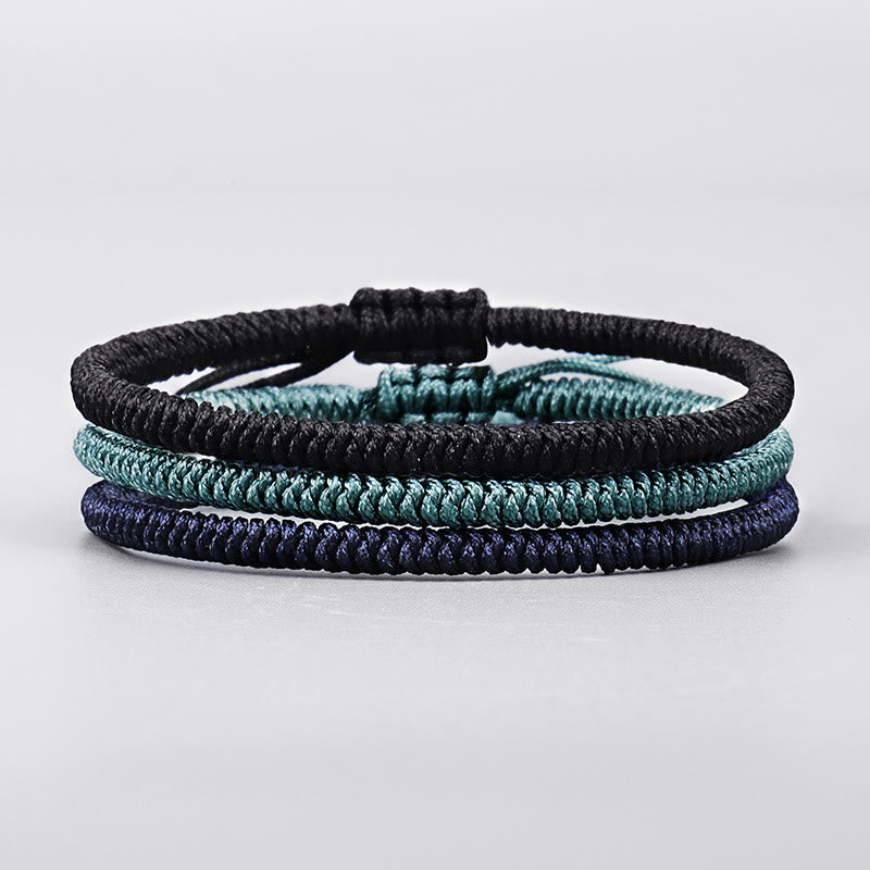 Buddha Stones Tibetano 3 Pezzi King Kong Knot Amuleto Fatto a Mano Braccialetto di Forza